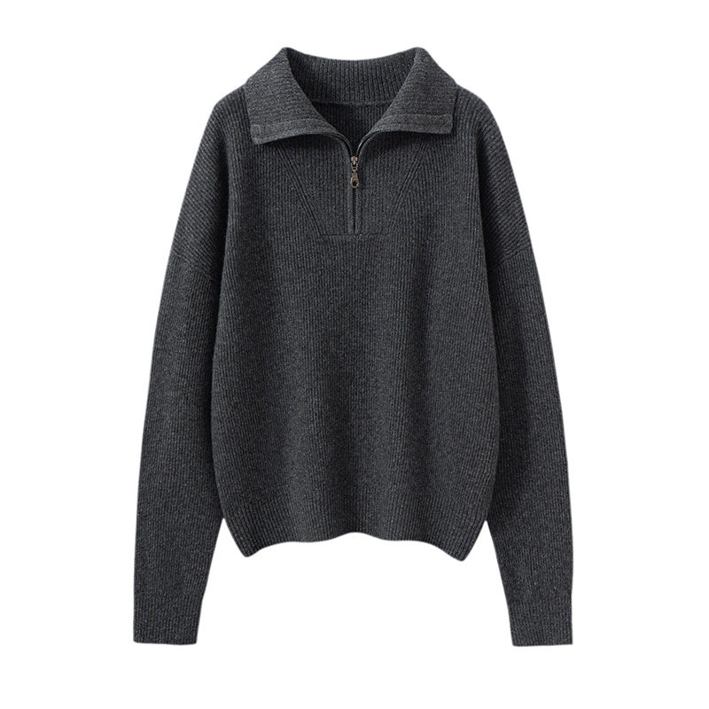 慵懒风山羊绒衫女POLO领半拉链套头毛衣宽松保暖针织衫,女装/女士精品,羊绒衫,淘宝优惠券,粉丝福利购,淘宝优惠卷
