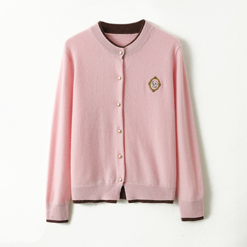 学院风假两件针织山羊绒开衫女圆领扣子软糯毛衣外套粉色宽松,女装/女士精品,羊绒衫,淘宝优惠券,粉丝福利购,淘宝优惠卷