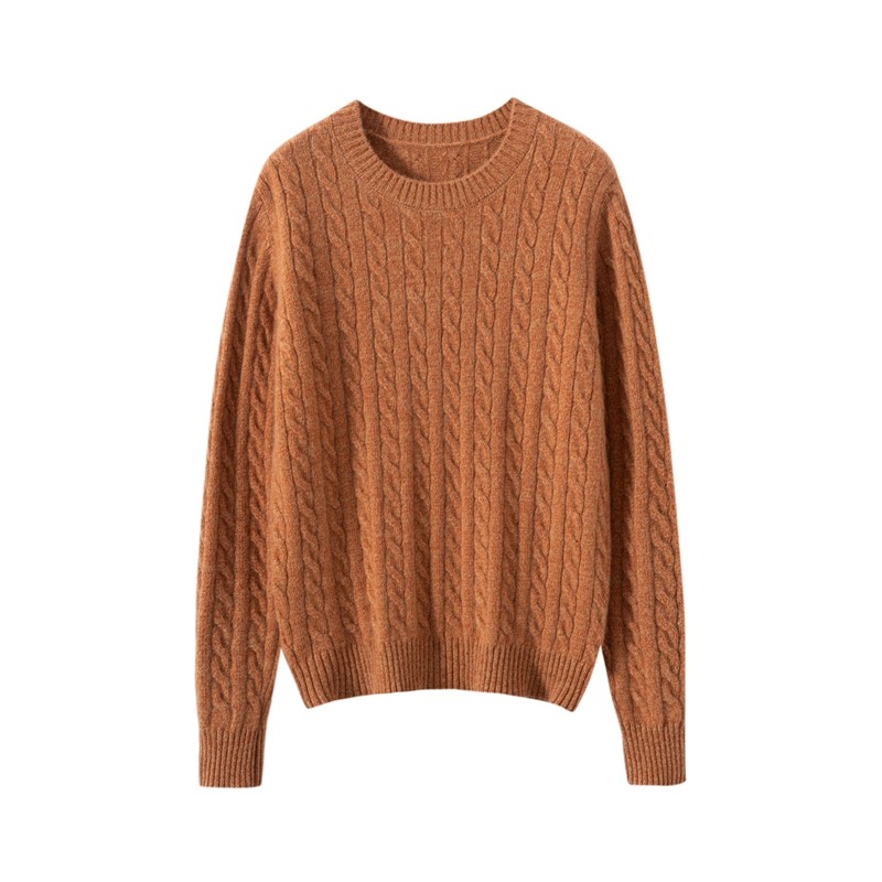 山羊绒衫女花纱扭花圆领套头麻花纹针织毛衣通勤加厚长袖上衣,女装/女士精品,羊绒衫,淘宝优惠券,粉丝福利购,淘宝优惠卷