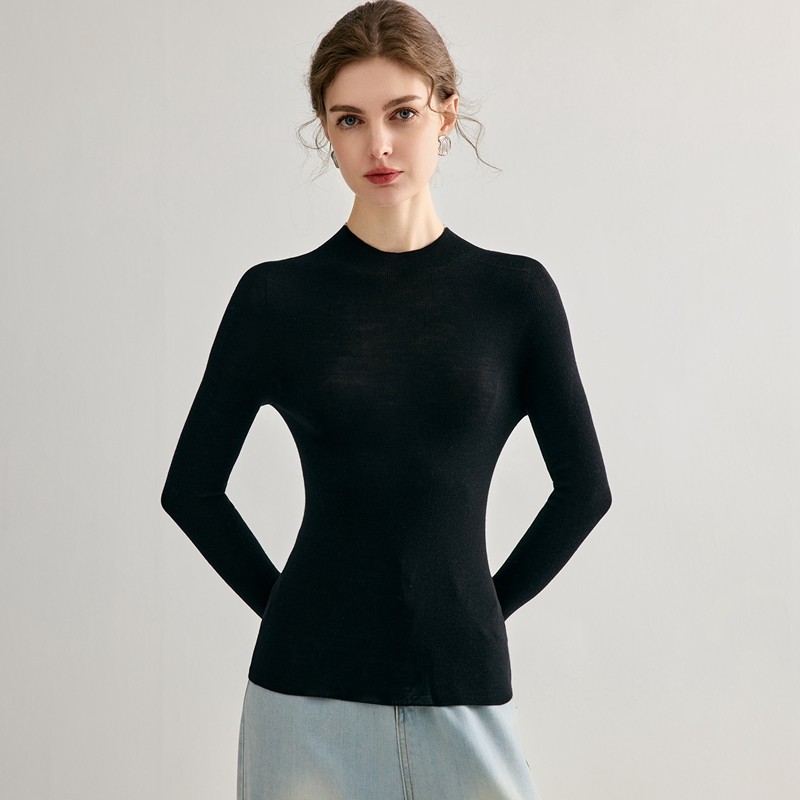 半高领十八针精纺羊毛衫女长袖修身显瘦打底衫秋冬针织衫,女装/女士精品,羊绒衫,淘宝优惠券,粉丝福利购,淘宝优惠卷