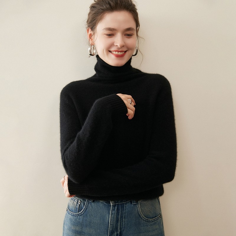 慵懒风堆堆领小山羊绒针织衫女套头加厚保暖毛衣长袖内搭,女装/女士精品,羊绒衫,淘宝优惠券,粉丝福利购,淘宝优惠卷
