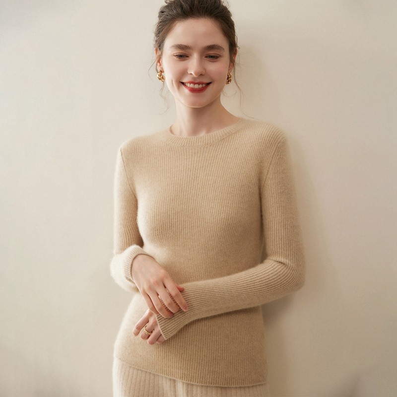 小山羊绒衫女圆领加厚修身套头针织打底衫通勤简约风毛衣百搭,女装/女士精品,羊绒衫,淘宝优惠券,粉丝福利购,淘宝优惠卷