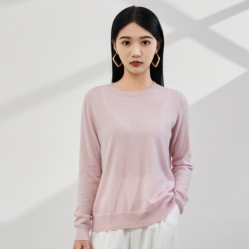 极简风山羊绒衫女精纺圆领套头长袖针织衫宽松保暖打底衫,女装/女士精品,羊绒衫,淘宝优惠券,粉丝福利购,淘宝优惠卷