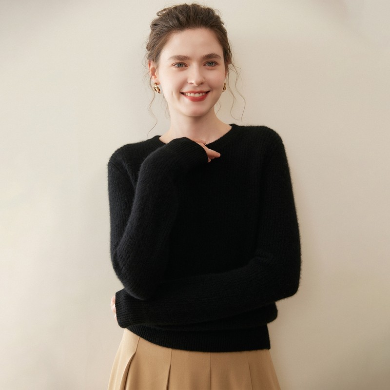 极简风圆领小山羊绒衫女套头针织衫百搭打底衫毛衣,女装/女士精品,羊绒衫,淘宝优惠券,粉丝福利购,淘宝优惠卷