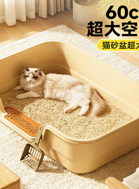 猫砂盆大号巨无霸半封闭正口漏砂猫屎盆防外溅猫厕所猫砂宠物用品