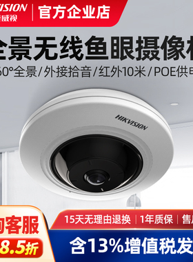 海康威视500万鱼眼网络摄像头360度全景摄影头poe高清夜视3956F