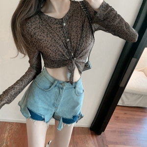 RM6472#时尚港味设计感双层牛仔短裤ins超火热裤女潮