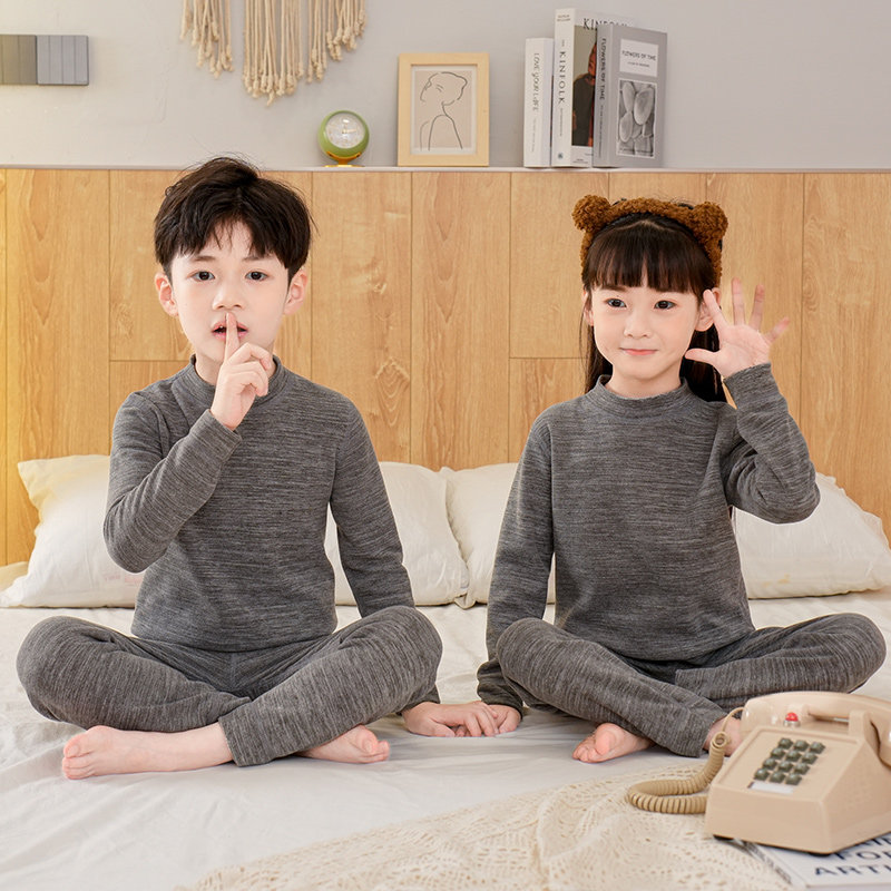 儿童中领羊毛蚕丝秋衣秋裤