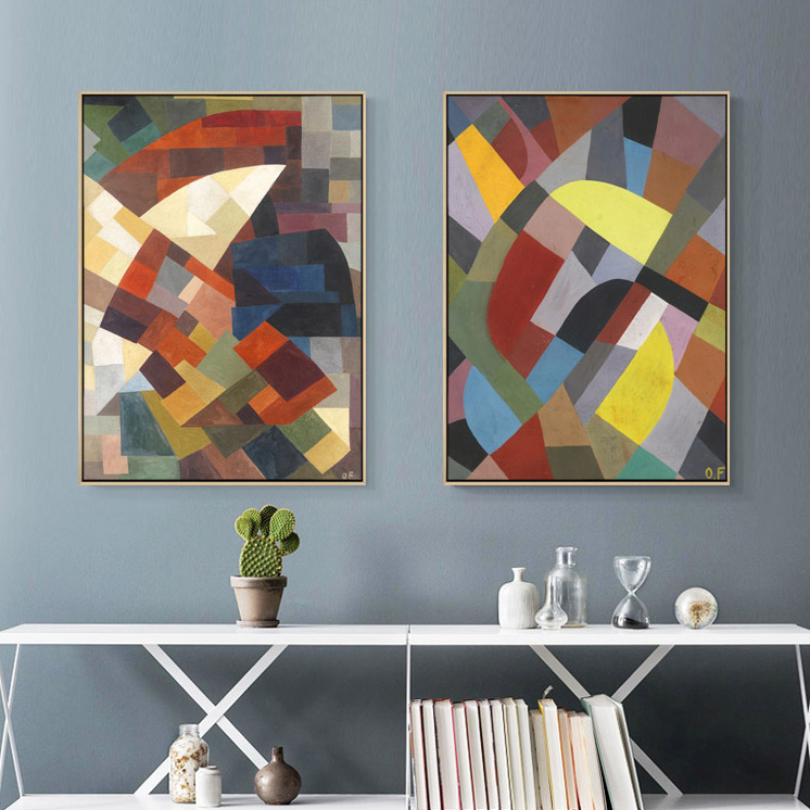 奥托像素之美客厅装饰画玄关过道壁画现代简约油画色块抽象画挂画