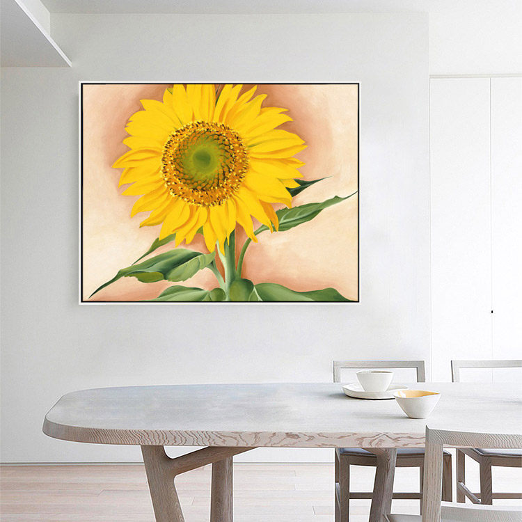 向日葵欧姬芙花卉油画装饰画酒吧民宿绿植挂画无框画卧室床头壁画
