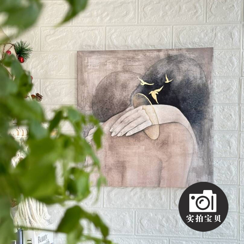 施思《爱》简约人物艺术画现代装饰画方形无框画壁画餐厅玄关挂画图片