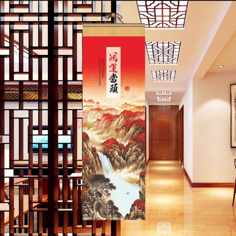 2026年高档超长条挂历马年七张艺术纸双月历中国风国画挂轴式年历