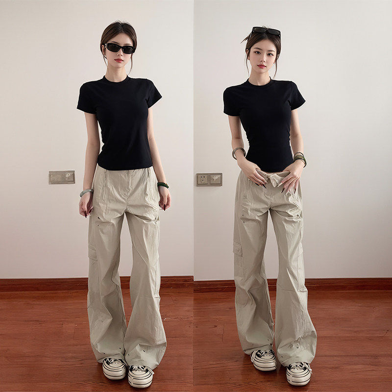 黑色正肩短袖t恤女2026新款夏纯修身显瘦内搭打底衫超火减龄上衣