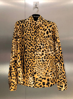 断码福利款K牌KIYUGINA立领口袋棉布面料豹纹长袖衬衣20085