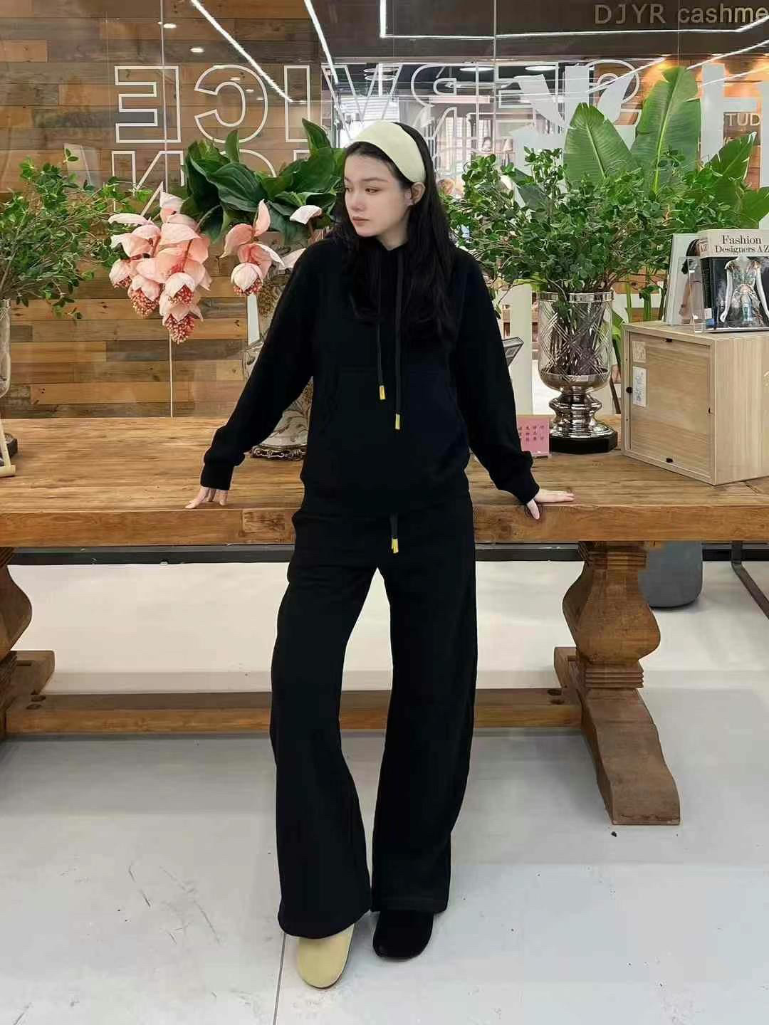 现货发微默契正品K牌KIYUGINA加绒天丝羊毛连帽卫衣套装27336