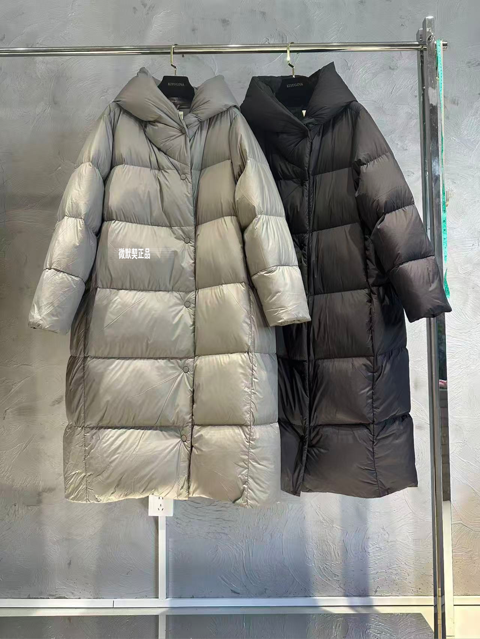 微默契正品K牌KIYUGINA连帽厚实鹅绒羽绒服中长款外套EH718