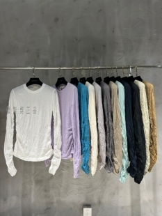 现货微默契正品JEANSWANG百搭修身褶皱设计长袖T恤29360