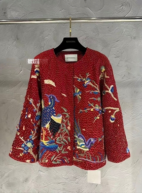 微默契正品K牌KIYUGINA刺绣花鸟重工长袖短外套29289