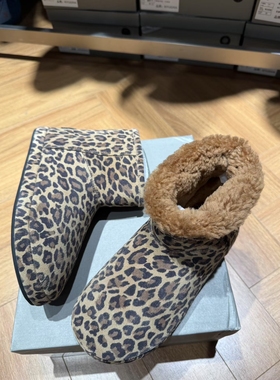 微默契正品K牌KIYUGINA豹纹靴皮毛一体短靴K01-68