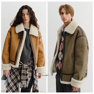 LINE男女毛绒一体皮衣夹克外套 FIT Amy韩国直邮25冬DUNST LOOSE