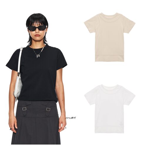 限时折！ 韩国代购Matin Kim LAYERED DETAIL TOP分层细节短袖T恤