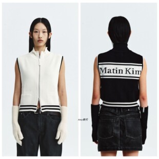 Kim Matin 韩国代购 拼接条纹针织背心 POINT STRIPE SPELL 折扣