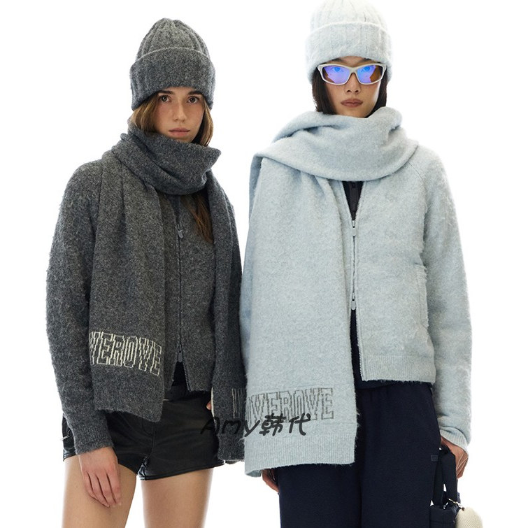 Amy韩国官网代购GROVE 25WT HUG MUFFLER保暖LOGO长围巾3色