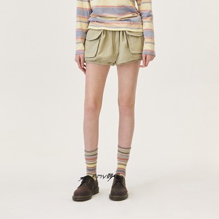 Amy韩国代购GROVE 26春款HUF POCKET SKIRT PANTS口袋短裙裤2色