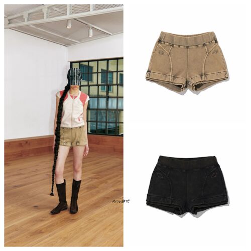 韩国代购mschf 纯棉水洗短裤 2色