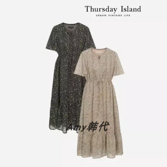Amy韩国代购[Thursday Island]花卉图案雪纺连衣裙(T244MOP262W)
