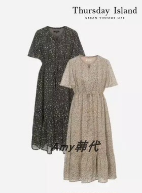Amy韩国代购[Thursday Island]花卉图案雪纺连衣裙(T244MOP262W)