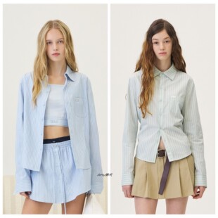 Amy韩国代购GROVE 26春款TESS STRIPE SHIRT 条纹衬衫 4色