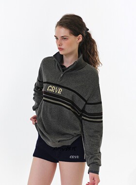 Amy韩国代购GROVE 半拉链针织卫衣套头衫GRVR KNIT HAIF ZIP-UP