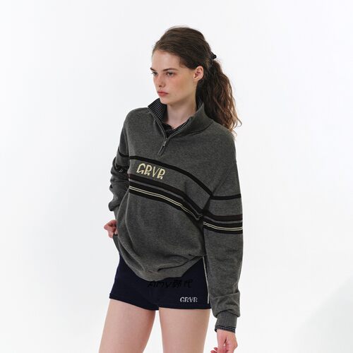 Amy韩国代购GROVE 半拉链针织卫衣套头衫GRVR KNIT HAIF ZIP-UP