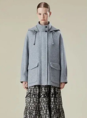 限时折 韩国代购[Thursday Island] 帽子可卸毛呢外套T238MCT243W