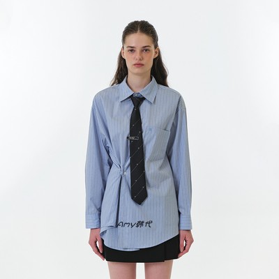 Amy韩国代购GROVE 25FW条纹长袖衬衫BLAINE SHIRT 4色