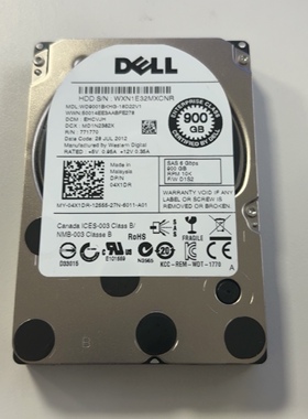 戴尔DELL 900G 10K SAS 2.5寸WD9001BKHG 04X1DR服务器硬盘包一年