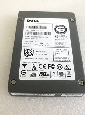 DELL 989R8 0989R8 800GB SSD 2.5寸 SAS 12G MIX MLC R730固态盘