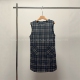 会buy实拍 气质秋冬复古格纹直筒背心裙简约显瘦叠穿连衣裙新