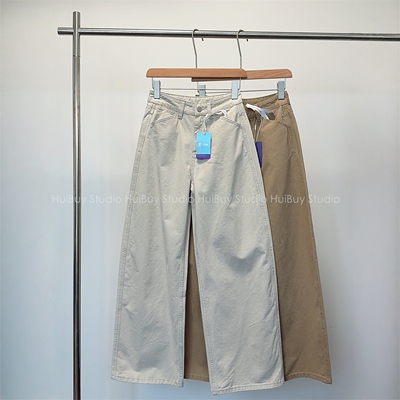 【会buy实拍】卡其荃棉高腰无弹茧型弯刀阔腿裤显瘦休闲镰刀裤春