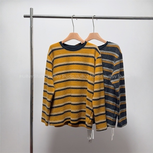 【会buy实拍】暖fufu+氛围感内搭超绝撞色绒毛感厚实条纹针织卫衣