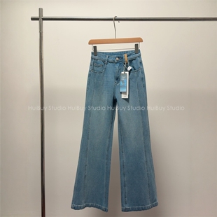 会buy实拍 高腰筒喇叭牛仔裤 超模裤 本四面弹微喇裤 女春新 双版