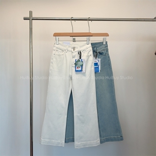 四面弹酵洗猫须九分牛仔喇叭裤 两粒扣微喇裤 2026春 会buy实拍