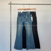 女秋冬新款 高腰显瘦微喇加绒牛仔喇叭裤 会buy实拍 超模大长腿