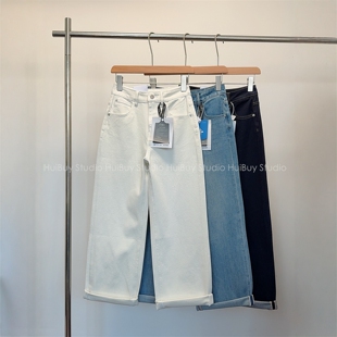时髦翻边直筒显瘦显腿直直筒牛仔裤 今年要有 女春 会buy实拍