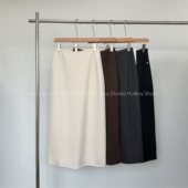 高品质羊毛直筒半身裙高腰显瘦加绒中长款 会buy实拍 女裙秋冬