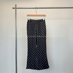 新凉快九分休闲裤 时髦小众松紧腰夏季 波点微喇裤 女 会buy实拍