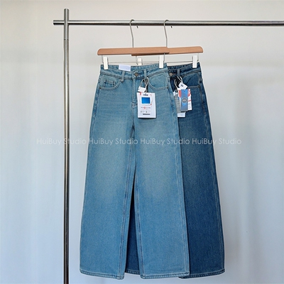 【会buy实拍】高品质~加绒高腰显瘦直筒牛仔裤女冬百搭垂感阔腿裤