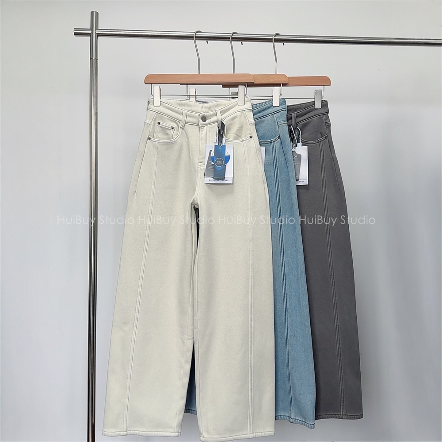 【会buy实拍】心动牛仔!加绒直筒裤侧缝前移立裁阔腿牛仔裤女秋冬