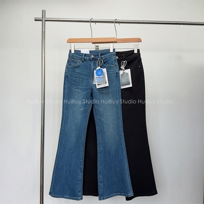 【会buy实拍】显腿长～加绒四面弹牛仔裤高腰显瘦微喇裤女秋冬新